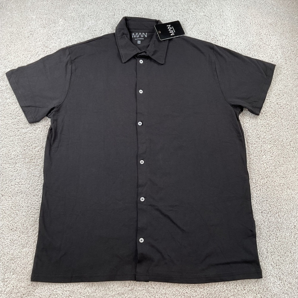 boohooMAN Mens Big‎ and Tall Basic Short Sleeve Jersey Shirt Black 3XL